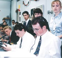 Administrative aide Jessica Taylor, and from left, are Richard Kleine, Jamie DiProspero, and John Plotrowski