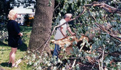 Dennis and Sue Denver examine damage