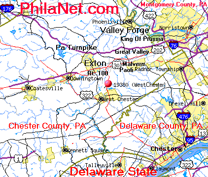 Map Of Chester County, PA