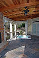 Open air shed porch with slate floor