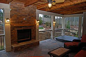 Shed open air porch with fireplace