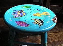 Stool with Fish Designs